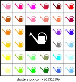 Watering sign. Vector. Felt-pen 33 colorful icons at white and black backgrounds. Colorfull.