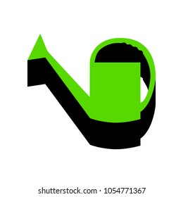 Watering sign. Vector. Green 3d icon with black side on white background. Isolated.