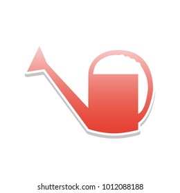Watering sign. Vector. Reddish icon with white and gray shadow on white background. Isolated.