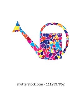 Watering sign. Vector. Stained glass icon on white background. Colorful polygons. Isolated.