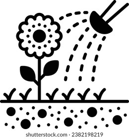 Watering the Sunflower in field concept, drip irrigation for vegetable gardens, flowers vector icon design, Outdoor Decor symbol, Farm and Plant sign, Mulching and Landscaping stock