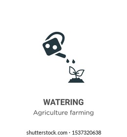 Watering vector icon on white background. Flat vector watering icon symbol sign from modern agriculture farming and gardening collection for mobile concept and web apps design.