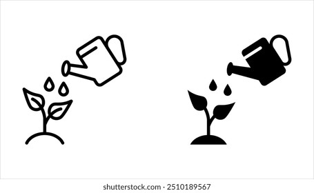 watering vector icon set, Gardening symbol on white background