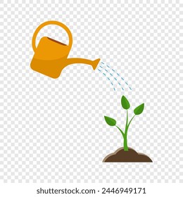 Watering young plants. Vector illustration