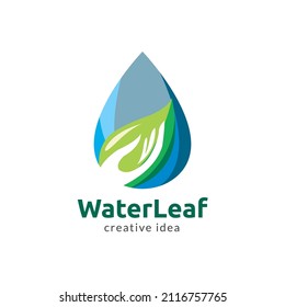 Waterleaf Concept Logo Design Template Stock Vector (Royalty Free ...