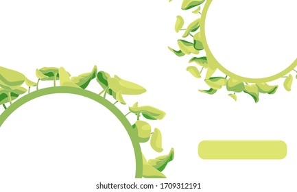 Waterlily leaves on white isolated backdrop. Round copy space for invitation or gift card, scrapbook, wedding card, bath tile. Phone case or cloth print art. Minimal style stock vector illustration