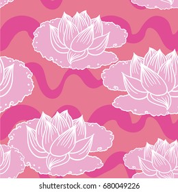 Waterlily Seamless Pattern in Pink