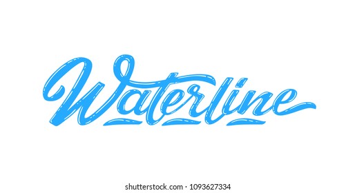 Waterline text for logotype, badge and icon. Vector illustration for design t-shirts, banners, labels, clothes, apparel, extreme sports competition. Vector illustration of handwritten lettering. 