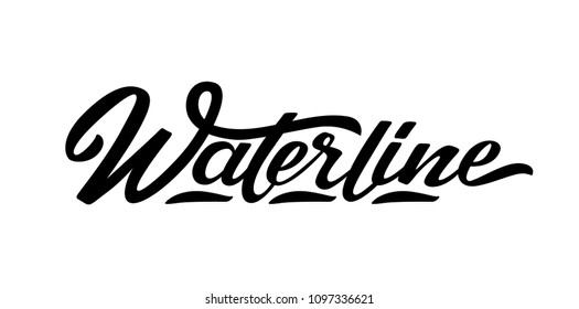 Waterline text for logotype, badge and icon. Vector illustration for design t-shirts, banners, labels, clothes, apparel, extreme sports competition. Vector illustration of handwritten lettering. 