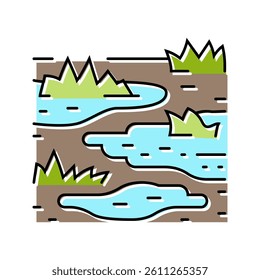 waterlogged ground disaster color icon vector. waterlogged ground disaster sign. isolated symbol illustration