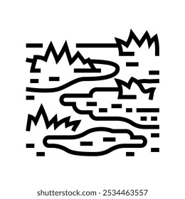 waterlogged ground disaster line icon vector. waterlogged ground disaster sign. isolated contour symbol black illustration