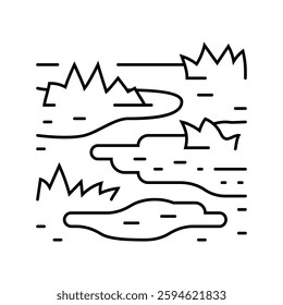 waterlogged ground disaster line icon vector. waterlogged ground disaster sign. isolated contour symbol black illustration