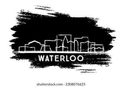 Waterloo Iowa City Skyline Silhouette. Hand Drawn Sketch. Business Travel and Tourism Concept with Modern Architecture. Vector Illustration. Waterloo USA Cityscape with Landmarks.
