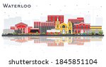 Waterloo Iowa Skyline with Color Buildings and Reflections Isolated on White. Vector Illustration. Business Travel and Tourism Illustration with Historic Architecture.