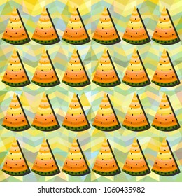 Watermalon pattern design yellow background wallpaper illustration