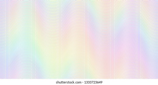 Watermark Banknote Pattern. Banknotes Check Guilloche Lines Texture, Secure Waves Patterns And Passport Paper. Currency Banknote Guilloche, Security Certificate Watermark Vector Background