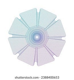 Watermark decorative single element. Round Guilloche rosette element. Digital watermark for Security Papers as protective layer for certificate, voucher, banknote, play money design, currency. vector