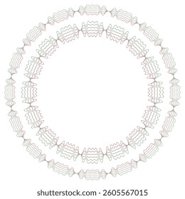 Watermark guilloche elements for money banknote, and certificate design. Line round wicker pattern and circular rosettes with a modern touch. Frame border template. Vector background