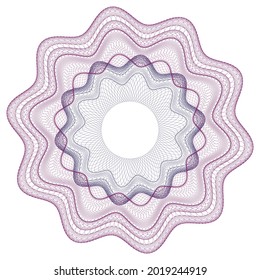 Wasserzeichen , Guilloche rosetta , Design für Hintergrund für Zertifikat, 