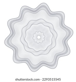 Watermark. Guilloche rosette element. Digital watermark for Security Papers. It can be used as a protective layer for certificate, voucher, banknote, play money design, currency, note, check, ticket,