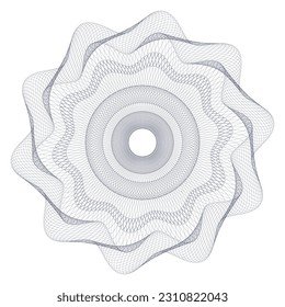 Marca de agua. Elemento de rosette guilloche. Marca de agua digital para documentos de seguridad. Puede utilizarse como capa protectora para el certificado, el vale, el billete, el diseño del dinero de juego, la moneda, la nota, el cheque, el billete,