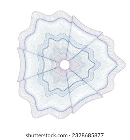 Watermark. Guilloche rosette element. Digital watermark for Security Papers. It can be used as a protective layer for certificate, voucher, banknote, play money design, currency, note, check, ticket,