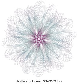Watermark. Guilloche rosette element. Digital watermark for Security Papers. It can be used as a protective layer for certificate, voucher, banknote, play money design, currency, note, check, ticket,