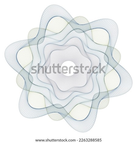 Watermark. Guilloche rosette element. Digital watermark for Security Papers. It can be used as a protective layer for certificate, voucher, banknote, play money design, currency, note, check, ticket,