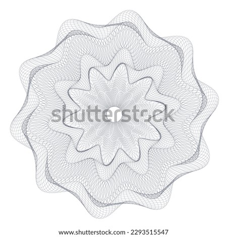 Watermark. Guilloche rosette element. Digital watermark for Security Papers. It can be used as a protective layer for certificate, voucher, banknote, play money design, currency, note, check, ticket,