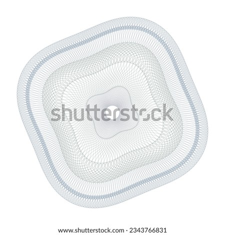 Watermark. Guilloche rosette element. Digital watermark for Security Papers. It can be used as a protective layer for certificate, voucher, banknote, play money design, currency, note, check, ticket,