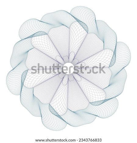 Watermark. Guilloche rosette element. Digital watermark for Security Papers. It can be used as a protective layer for certificate, voucher, banknote, play money design, currency, note, check, ticket,