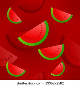 Watermellon Bright Seamless Pattern - For Drink, Vitamines Or Natural Food Cover Decoration - Vector Background