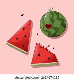 Watermellon set vector illustration. Perfect for fruit