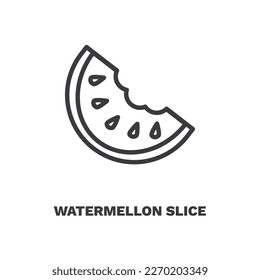 watermellon slice icon. Thin line watermellon slice icon from restaurant collection. Outline vector isolated on white background. Editable watermellon slice symbol can be used web and mobile