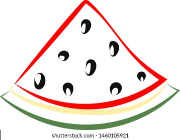 Watermellon Slice, Illustration, Vector On White Background.