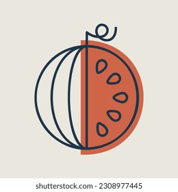 Watermellon vector icon. Graph symbol for food and drinks web site, apps design, mobile apps and print media, logo, UI