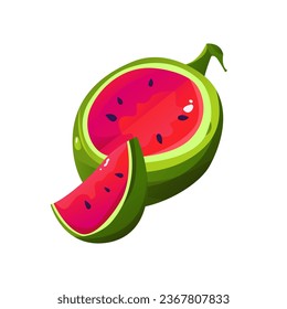 Watermelon 3d Cartoon Icon. Vector Fruit. Hello Summer. Kherson Watermelon.