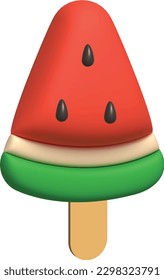 Watermelon 3D, cute, sculpture style