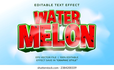 Watermelon 3d editable text effect template