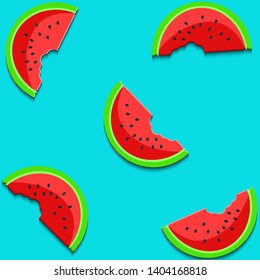 Watermelon 3d paper cut background vectors 