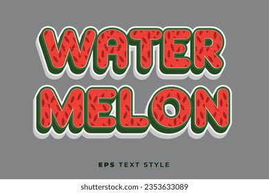 Watermelon 3d text effect template