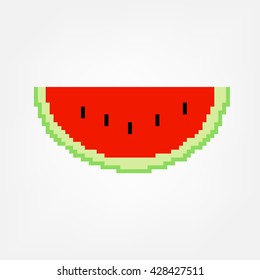 Watermelon 8 bit icon. Watermelon Vector.