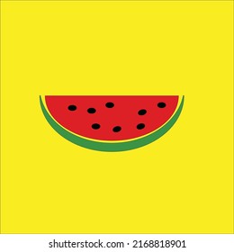 watermelon against yellow background. Food icon, fruit isolated on yellow background. 