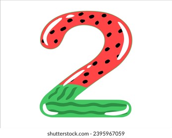 Watermelon Alphabet Number 2 Illustration