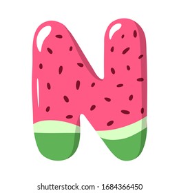 Watermelon Alphabet Sign on the white background - vector illustratiion