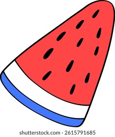 Watermelon in American Flag Pattern Doodle Outline
