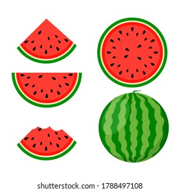 Watermelon background bite icon. Melon vector food slice cartoon fruit