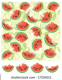 Watermelon  background and  elements for design, vector.