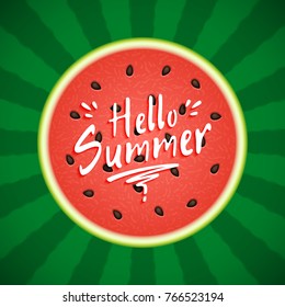 Wassermelone Hintergrund mit handgeschriebenem Text "Hallo Sommer".