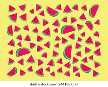 watermelon background light yellow pattern abstract pieces of watermelon bright color for hotel, fruit shop, food farm, kitchen, interior wallpaper